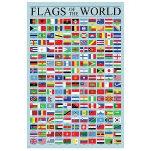 Flags of the World Classroom Reference Chart National Canvas Poster 12x18
